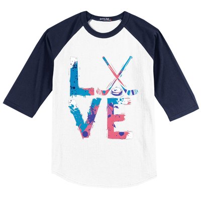 Love Hockey Sport Fans Passion Fun Ice Hockey Gift Baseball Sleeve Shirt