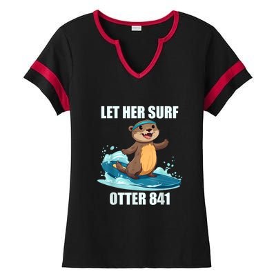 Let Her Surf Otter 841 Ladies Halftime Notch Neck Tee