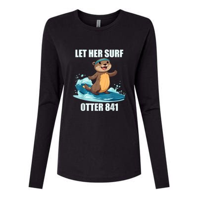 Let Her Surf Otter 841 Womens Cotton Relaxed Long Sleeve T-Shirt