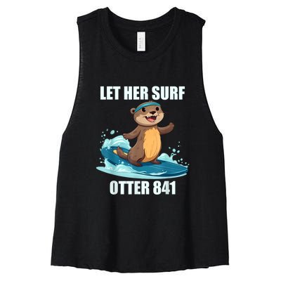 Let Her Surf Otter 841 Women's Racerback Cropped Tank