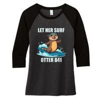 Let Her Surf Otter 841 Women's Tri-Blend 3/4-Sleeve Raglan Shirt