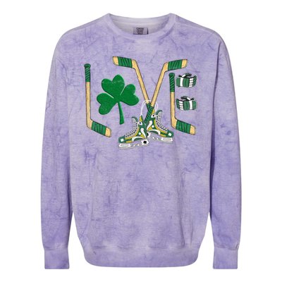 Love Hockey St Patrick's Day Colorblast Crewneck Sweatshirt