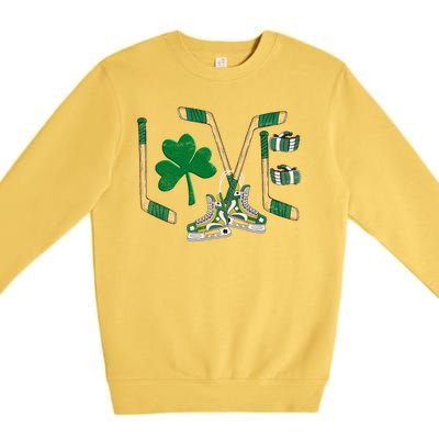 Love Hockey St Patrick's Day Premium Crewneck Sweatshirt