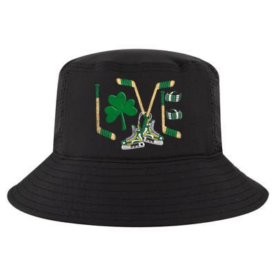 Love Hockey St Patrick's Day Cool Comfort Performance Bucket Hat