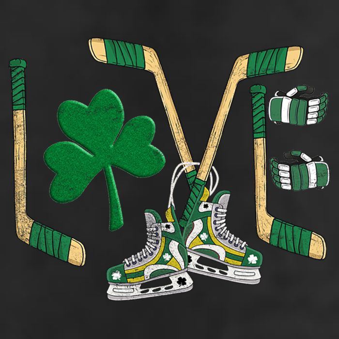 Love Hockey St Patrick's Day 7 Panel Mesh Trucker Snapback Hat
