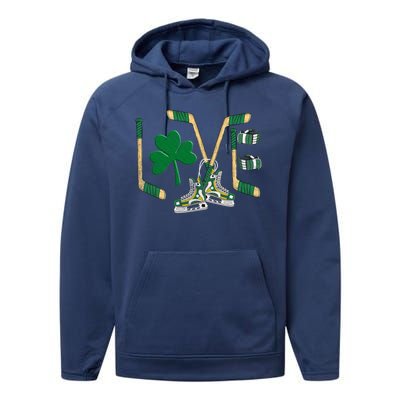 Love Hockey St Patrick's Day Performance Fleece Hoodie