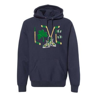 Love Hockey St Patrick's Day Premium Hoodie