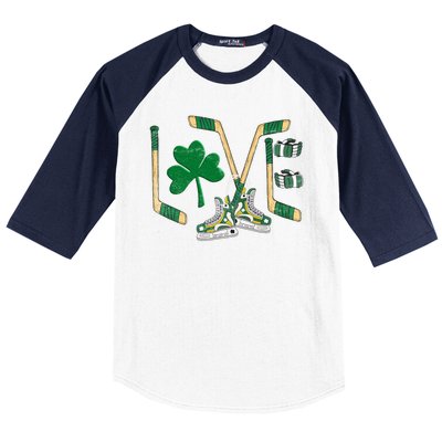 Love Hockey St Patrick's Day Baseball Sleeve Shirt