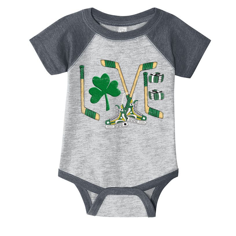 Love Hockey St Patrick's Day Infant Baby Jersey Bodysuit