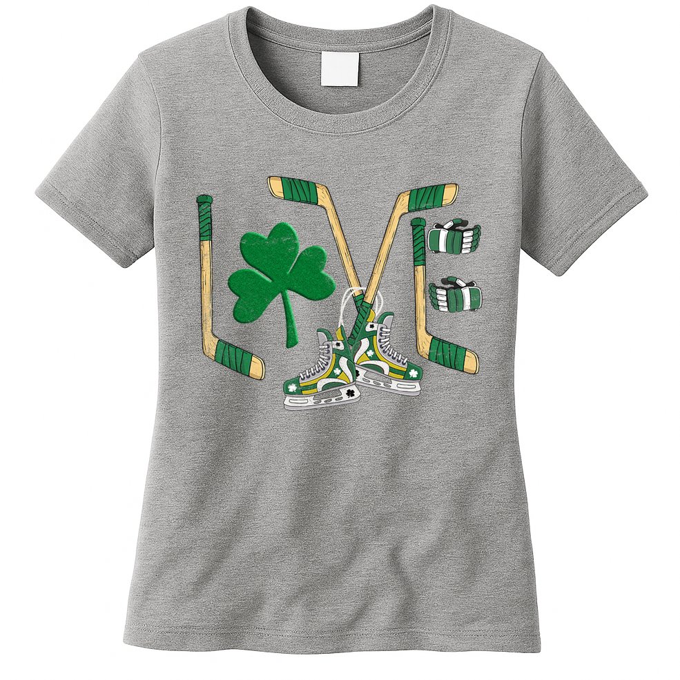 Love Hockey St Patrick's Day Womens T-Shirt