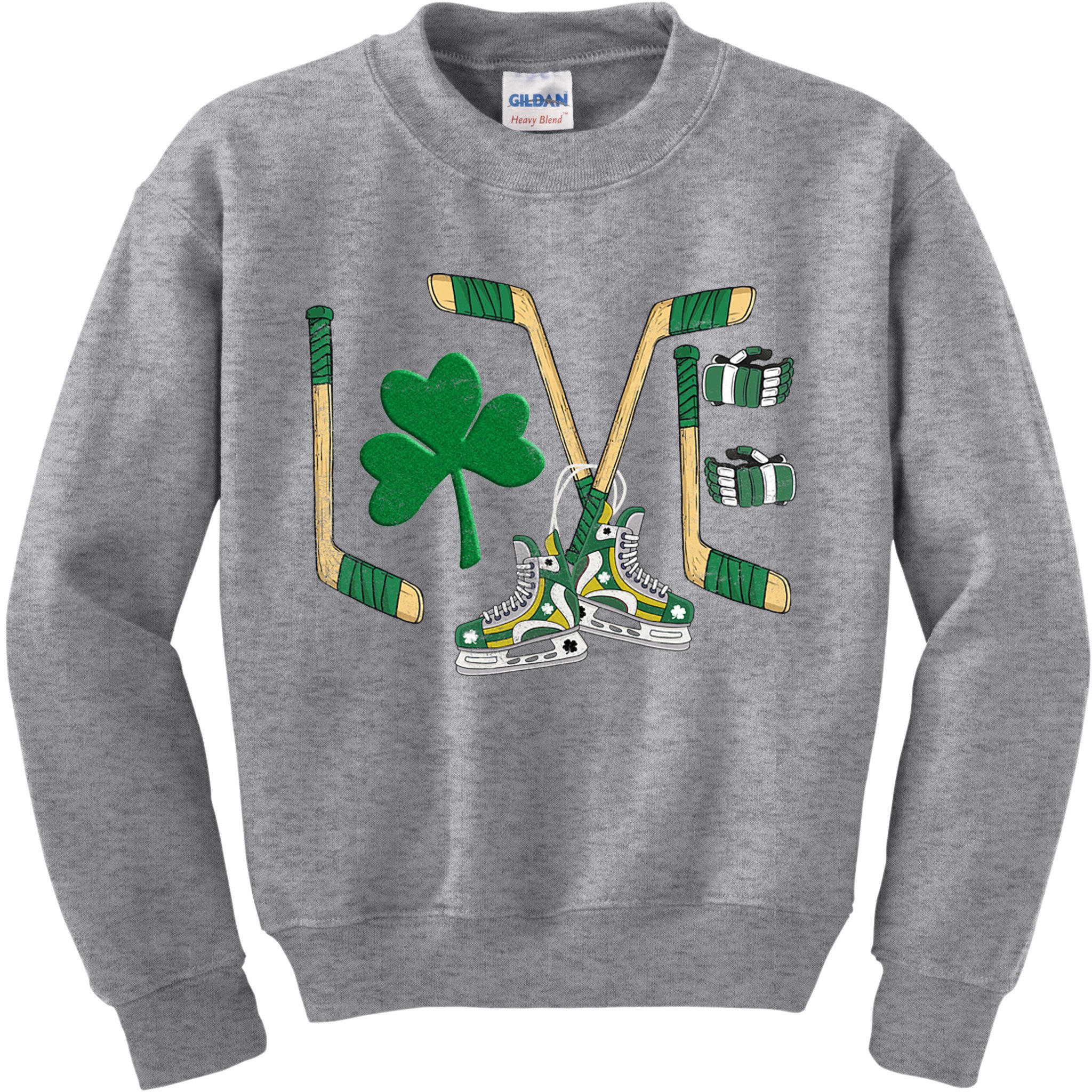 Love Hockey St Patrick's Day Kids Sweatshirt