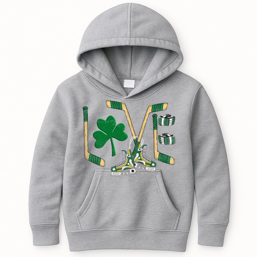 Love Hockey St Patrick's Day Kids Hoodie