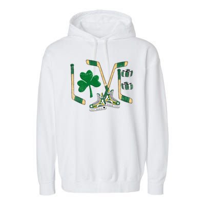 Love Hockey St Patrick's Day Garment-Dyed Fleece Hoodie