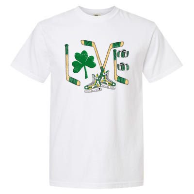 Love Hockey St Patrick's Day Garment-Dyed Heavyweight T-Shirt