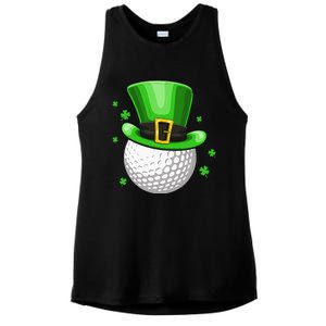 Leprechaun Hat Shamrock Leaf Golf St Patrick's Day Ladies PosiCharge Tri-Blend Wicking Tank