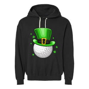 Leprechaun Hat Shamrock Leaf Golf St Patrick's Day Garment-Dyed Fleece Hoodie