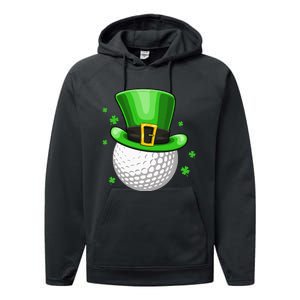 Leprechaun Hat Shamrock Leaf Golf St Patrick's Day Performance Fleece Hoodie