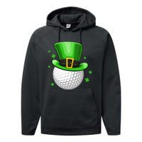 Leprechaun Hat Shamrock Leaf Golf St Patrick's Day Performance Fleece Hoodie