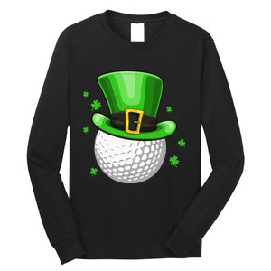 Leprechaun Hat Shamrock Leaf Golf St Patrick's Day Long Sleeve Shirt