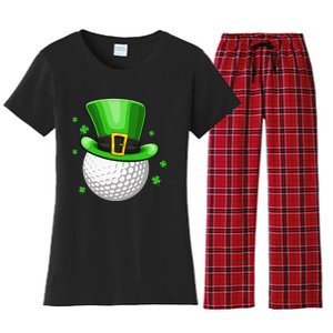 Leprechaun Hat Shamrock Leaf Golf St Patrick's Day Women's Flannel Pajama Set