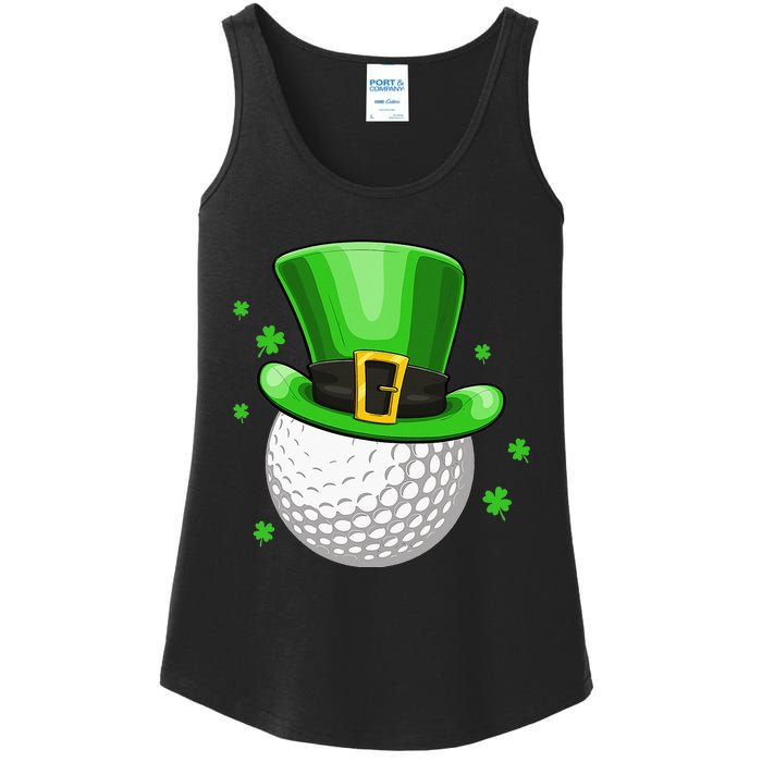 Leprechaun Hat Shamrock Leaf Golf St Patrick's Day Ladies Essential Tank