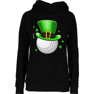 Leprechaun Hat Shamrock Leaf Golf St Patrick's Day Womens Funnel Neck Pullover Hood