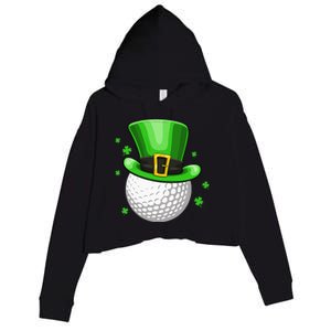 Leprechaun Hat Shamrock Leaf Golf St Patrick's Day Crop Fleece Hoodie