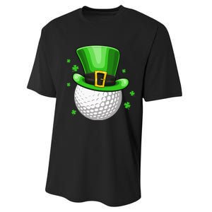 Leprechaun Hat Shamrock Leaf Golf St Patrick's Day Performance Sprint T-Shirt