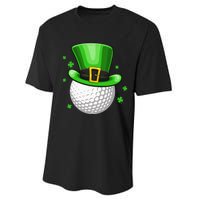 Leprechaun Hat Shamrock Leaf Golf St Patrick's Day Performance Sprint T-Shirt