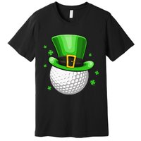 Leprechaun Hat Shamrock Leaf Golf St Patrick's Day Premium T-Shirt