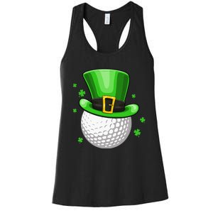 Leprechaun Hat Shamrock Leaf Golf St Patrick's Day Women's Racerback Tank