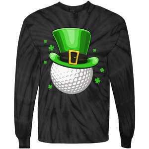 Leprechaun Hat Shamrock Leaf Golf St Patrick's Day Tie-Dye Long Sleeve Shirt