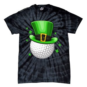 Leprechaun Hat Shamrock Leaf Golf St Patrick's Day Tie-Dye T-Shirt