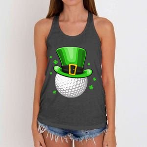 Leprechaun Hat Shamrock Leaf Golf St Patrick's Day Women's Knotted Racerback Tank