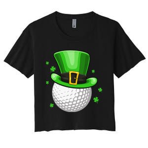 Leprechaun Hat Shamrock Leaf Golf St Patrick's Day Women's Crop Top Tee