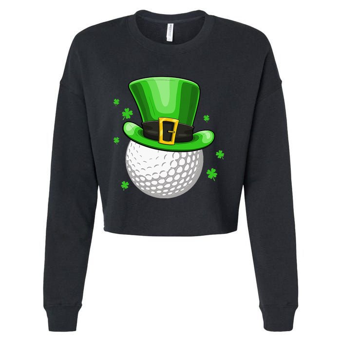 Leprechaun Hat Shamrock Leaf Golf St Patrick's Day Cropped Pullover Crew