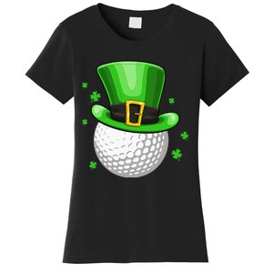 Leprechaun Hat Shamrock Leaf Golf St Patrick's Day Women's T-Shirt