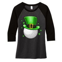 Leprechaun Hat Shamrock Leaf Golf St Patrick's Day Women's Tri-Blend 3/4-Sleeve Raglan Shirt