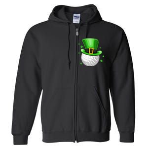 Leprechaun Hat Shamrock Leaf Golf St Patrick's Day Full Zip Hoodie