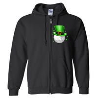 Leprechaun Hat Shamrock Leaf Golf St Patrick's Day Full Zip Hoodie