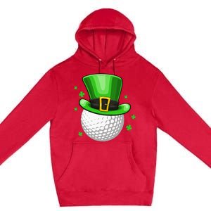 Leprechaun Hat Shamrock Leaf Golf St Patrick's Day Premium Pullover Hoodie