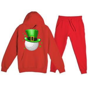 Leprechaun Hat Shamrock Leaf Golf St Patrick's Day Premium Hooded Sweatsuit Set