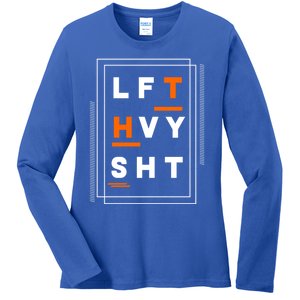 Lft Hvy Sht Fun Weight Lifter Gym Bunny Design Gift Funny Gift Ladies Long Sleeve Shirt