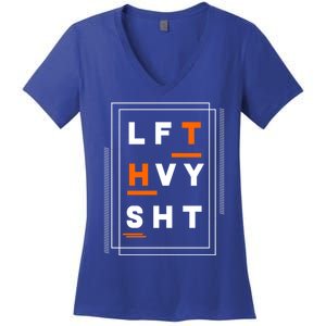 Lft Hvy Sht Fun Weight Lifter Gym Bunny Design Gift Funny Gift Women's V-Neck T-Shirt