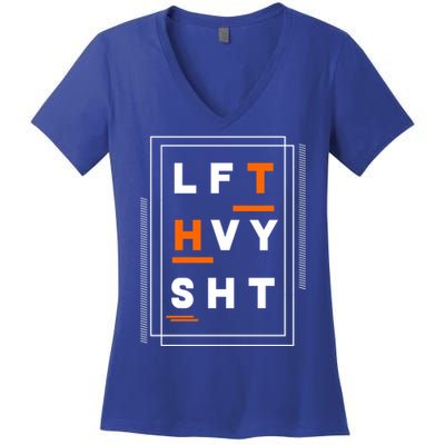 Lft Hvy Sht Fun Weight Lifter Gym Bunny Design Gift Funny Gift Women's V-Neck T-Shirt