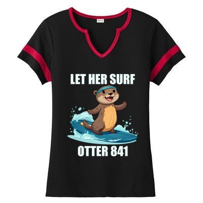 Let Her Surf Otter 841 Ladies Halftime Notch Neck Tee