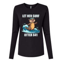 Let Her Surf Otter 841 Womens Cotton Relaxed Long Sleeve T-Shirt