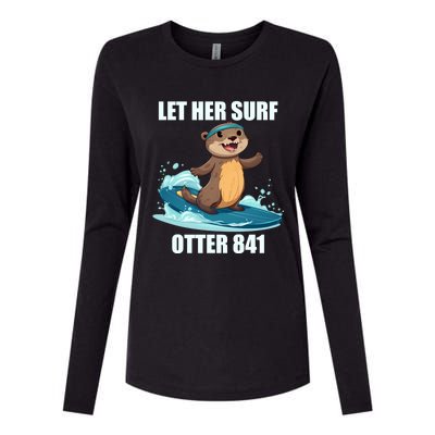 Let Her Surf Otter 841 Womens Cotton Relaxed Long Sleeve T-Shirt