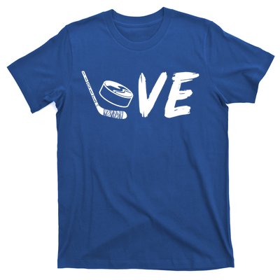 Love Hockey Stick And Puck Ice Hockey Player Sport Lover Cute Gift T-Shirt