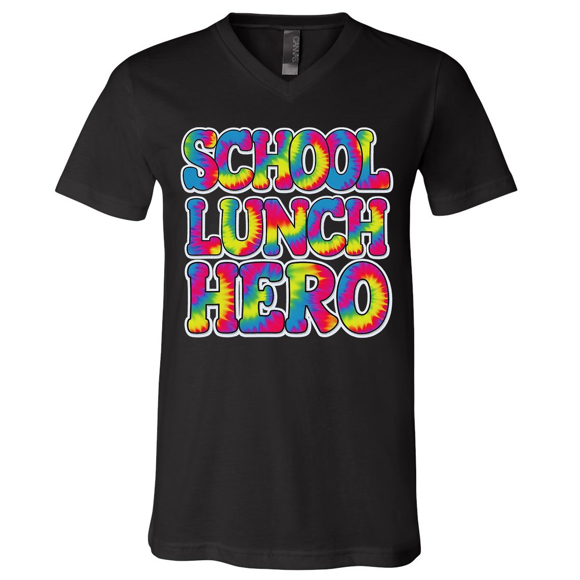 Lunch Hero Squad Food Worker School Lunch Hero Tie Dye V-Neck T-Shirt